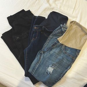Lot of 3 pair Maternity Skinny Jeans - Medium / 10. Black, Dark Wash, & Med wash